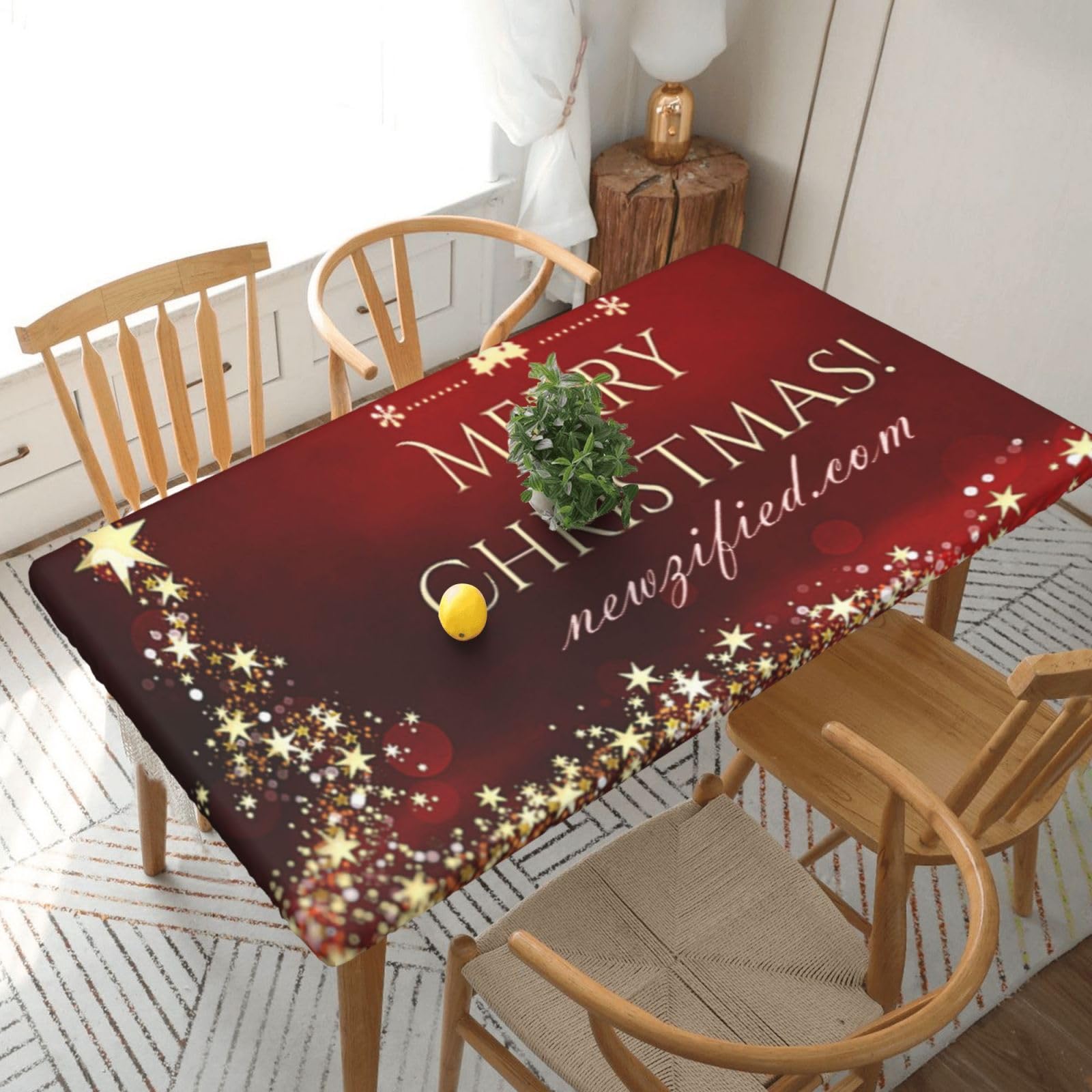 BNVSADC Merry Christmas Printed 5FT Tablecloth Polyester Kitchen Water Resistant Table Cloth Dining Table Decoration Table Covers, 152x76 CM