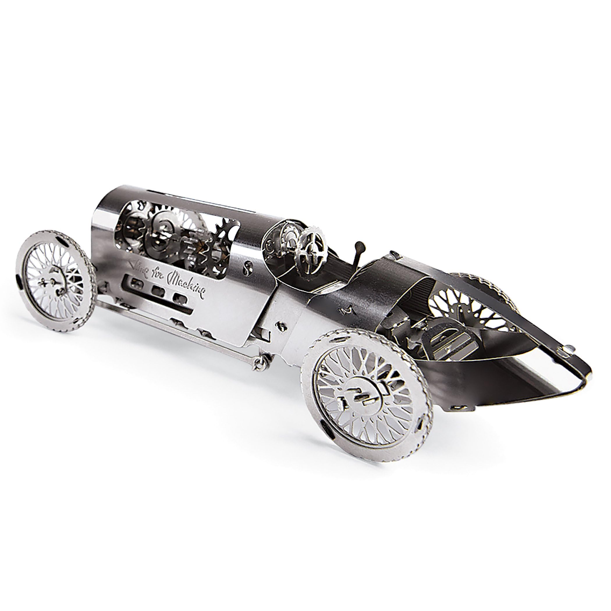 TimeForMachine 3D-Puzzle-Set, mechanisches 3D-Metall-Puzzle, Rennwagen-Modell, Vintage-Silber