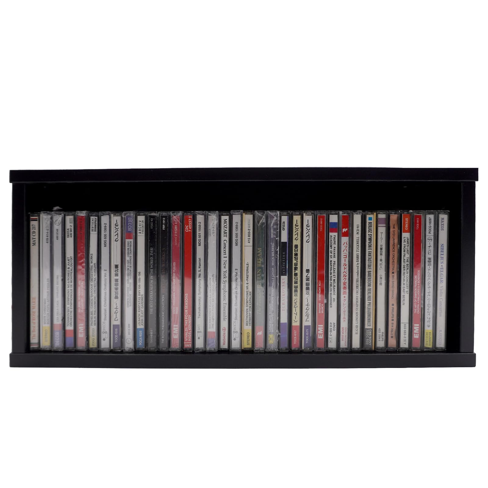 MayRecords Étagère de rangement empilable pour CD - Peut contenir 35 CD - Pour rangement et organisation - Noir