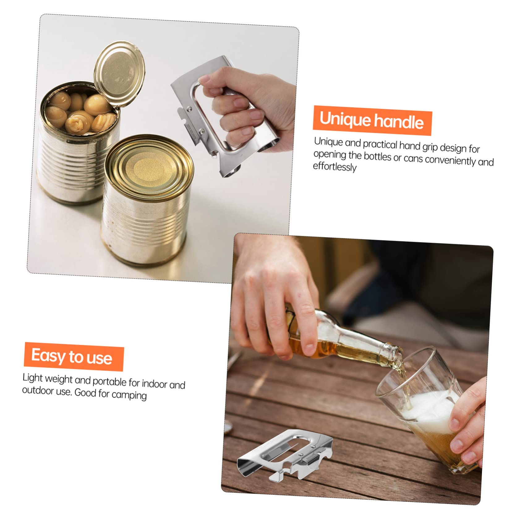 Alipis 2pezzi Apribottiglie e Apriscatole Multi- Inossidabile Utensile Per Lattine e Bottiglie Resistente