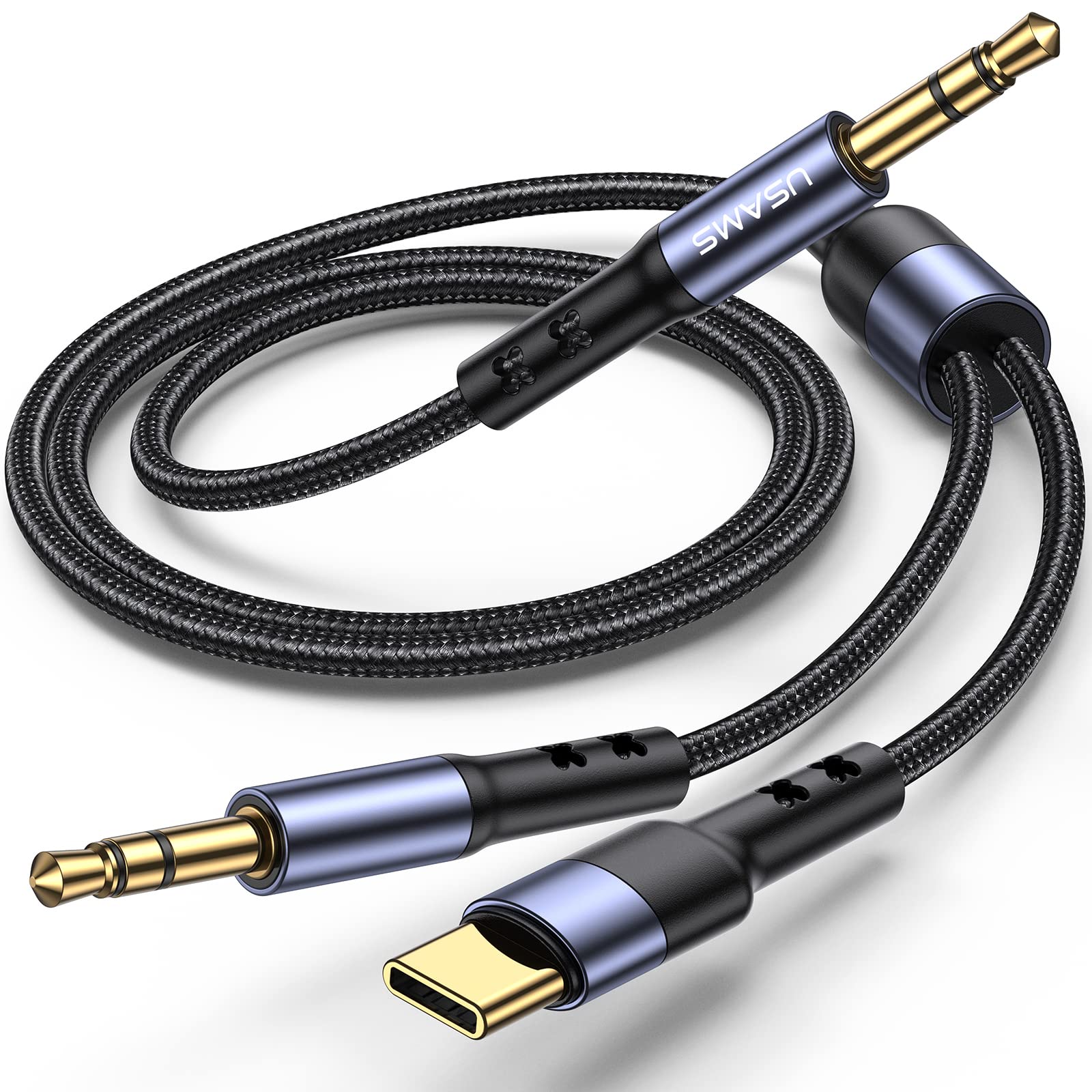 Wiredge Aux Cord for Car:2 in 1 USB C to 3.5mm Male Stereo Audio Aux Cable/Male to 3.5mm Male Headphone Adapter Jack Cable Compatible with iPad Pro Google Pixel Samsung Galaxy Moto Huawei HTC
