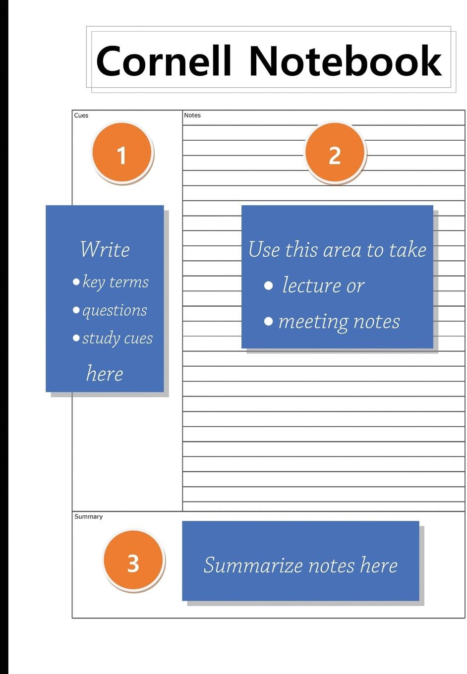 Cornell Notebook: 8.5" x 11", Student Notebook, For Note Taking, For Lecture and Meetings, 100 pages, Paperback – 27 Sept. 2017