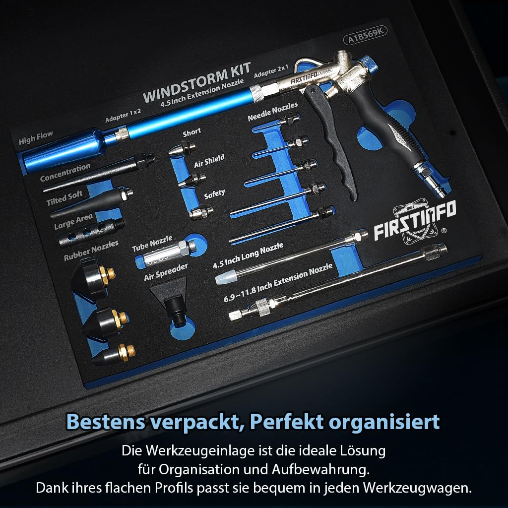 FIRSTINFO A18569KEU Druckluft Ausblaspistole Zweiwege Windstorm Kit
