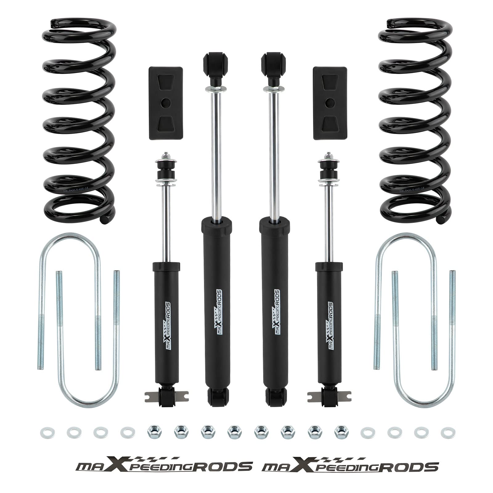 maXpeedingrods 3” Front 1.5” Rear Suspension Lift Kit w/Shocks for Dodge Ram 1500 2WD 2002-2005 Front Coil Spring Rear Lift Block