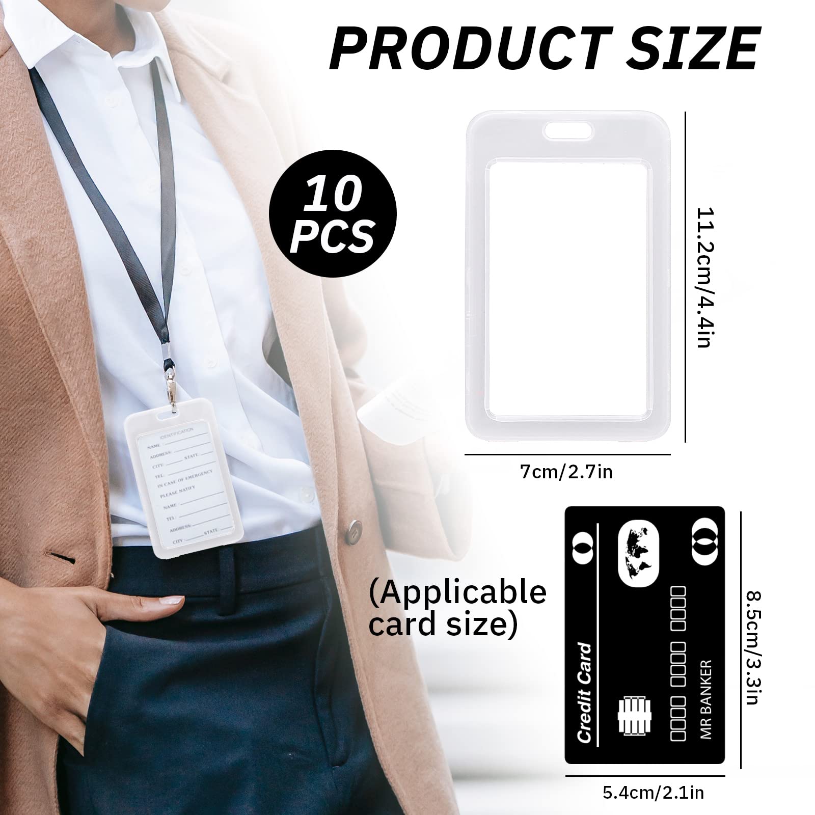 plastic sleeves for id cards Employee Badge Sleeve AHANDMAKER 20-Pack Vertical Half Card Badge Holders Frosted ID Protector With Sturdy Clip, Easy Swipe Access Business, School, Events Display Card at Airlines for Quick Entry.Use and Reuse for a Health Record a set 50 transparent photo