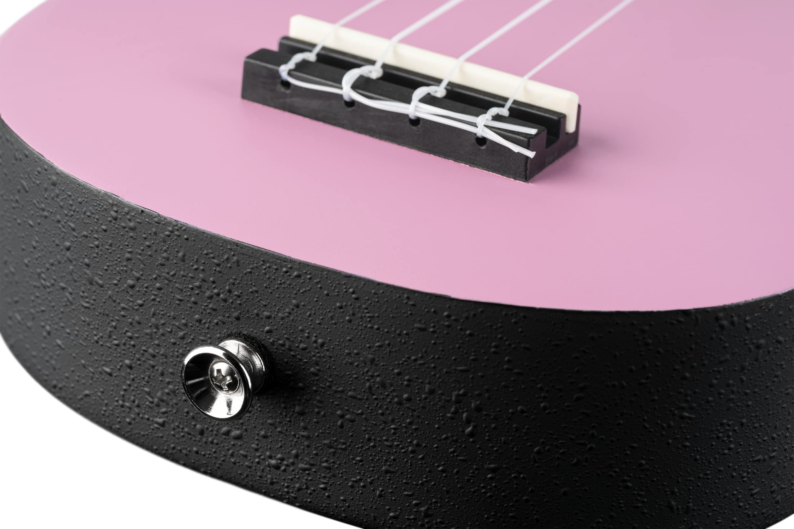 Ortega Guitars Ukelele Soprano rosa - Keiki K2 - Kit de inicio incluye afinador, correa, 5 púas medianas y bolsa de dibujo - pastel/polvo de hada (K2-FYD)