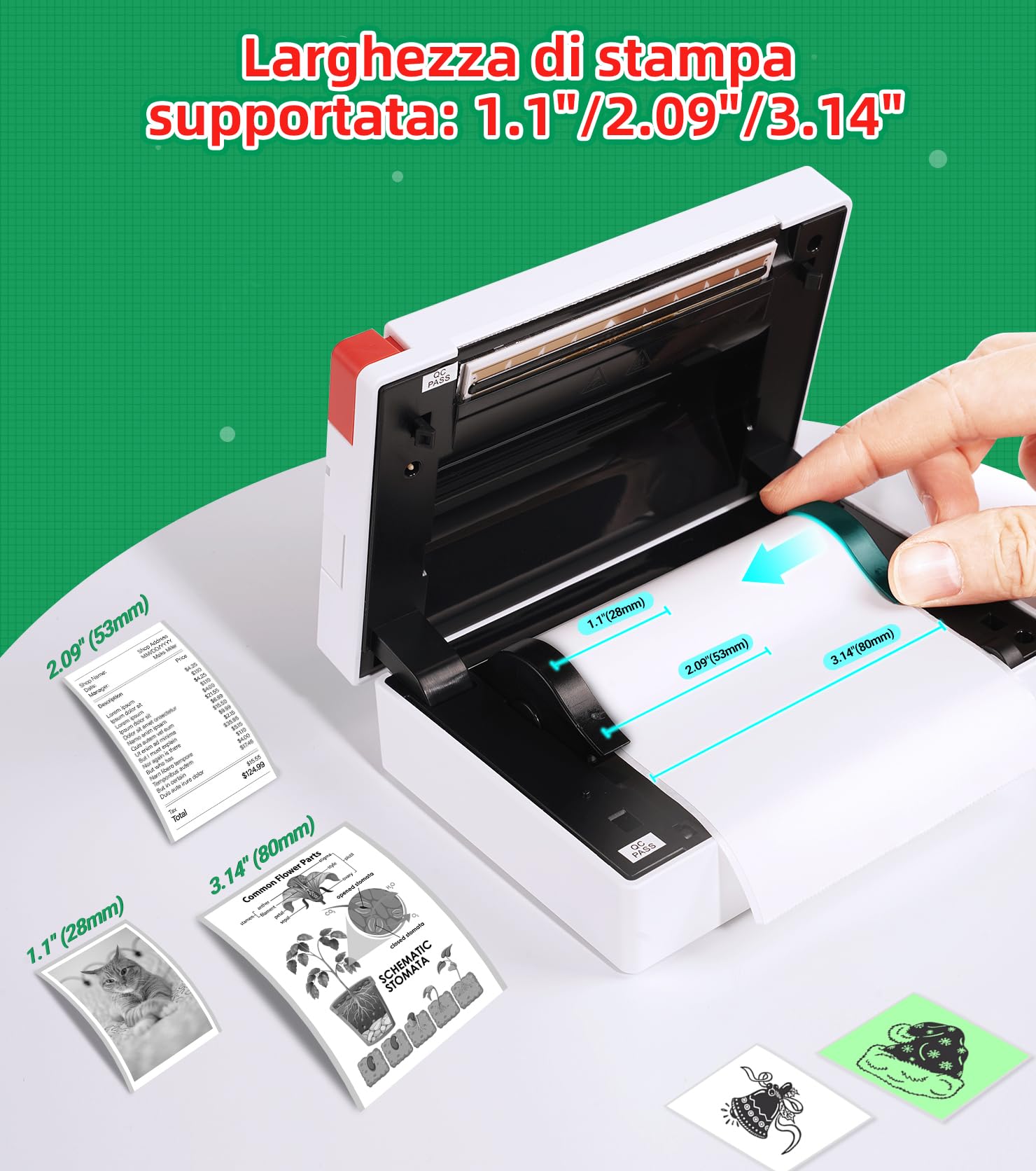 ORGBRO X3 Stampante Termica Bluetooth, Mini Stampante Portatile Senza Fili per Casa/Ufficio/Viaggi, Appunti, Foto, Etichette, Planner, 300DPI Stampante Adesivi per Smartphone - iOS/Android (Bianco)