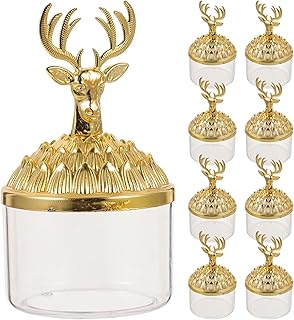 Alipis Gifts Christmas Reindeer Cookie Jar 12Pcs Treat Candy Cookie Boxes Goodie Bags Xmas Holiday Sweets Boxes Party Supplies for Christmas Party Decoration Candy Chocolate Golden