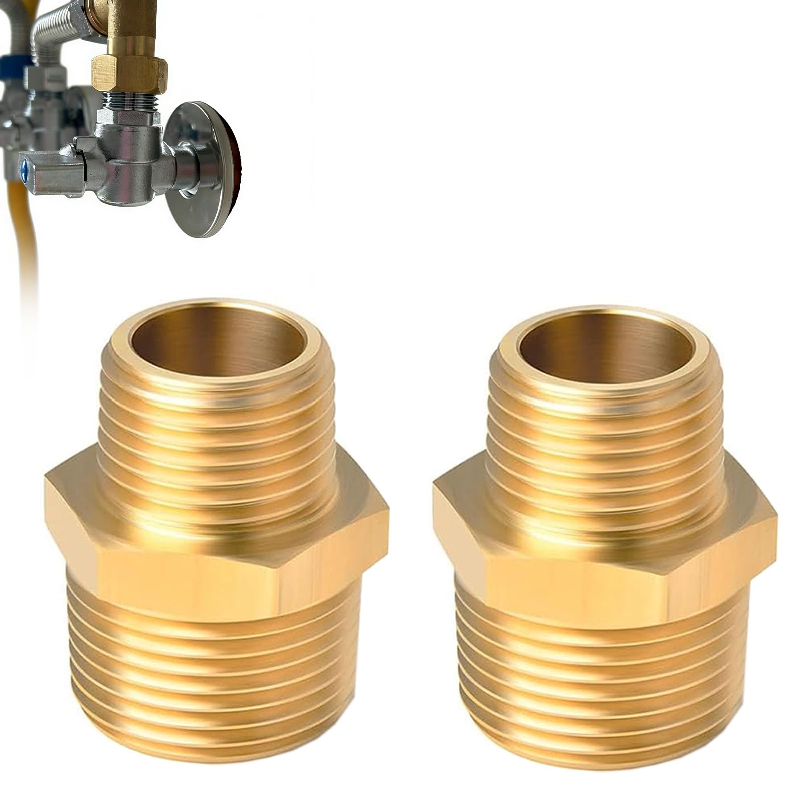 2 Pièces Raccords Réducteurs en Laiton 1/2" Mâle à 3/4" Mâle, Mamelon 1/2 Male 3/4 Male, Connecteurs pour Tuyaux, Raccords de Plomberie Durables et Température Résistants (20 x 25 mm)