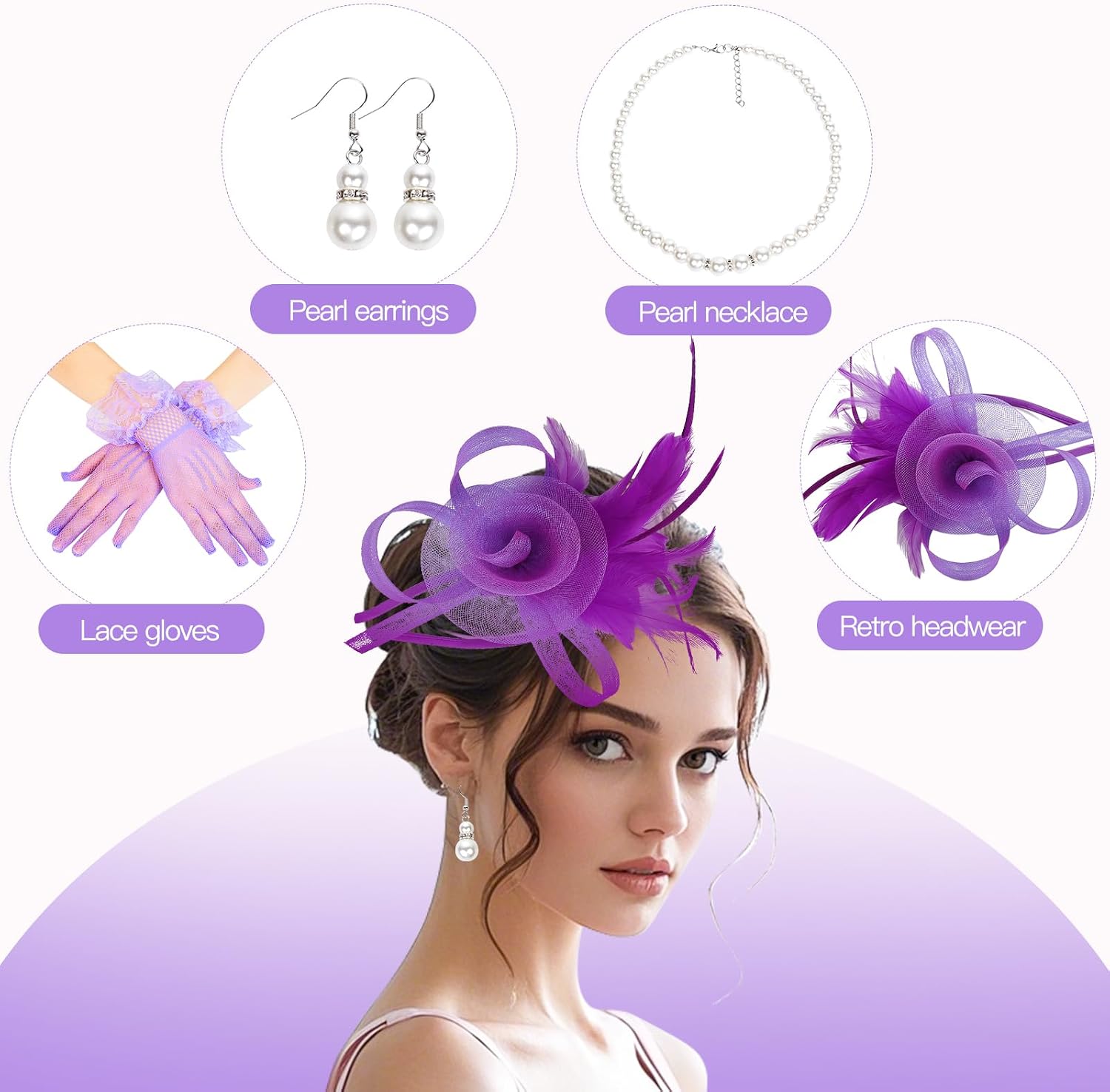 Fascinators Hat for Women Tea Party Headband Derby Wedding Flower Cocktail Mesh Feathers Hair Clip