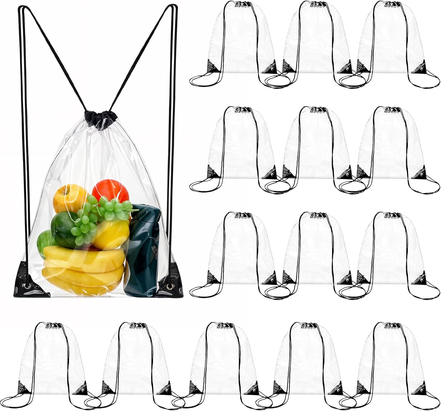 Amazon.com | FdcZeyxior 15 Pieces Clear Drawstring Backpack Bulk PVC ...