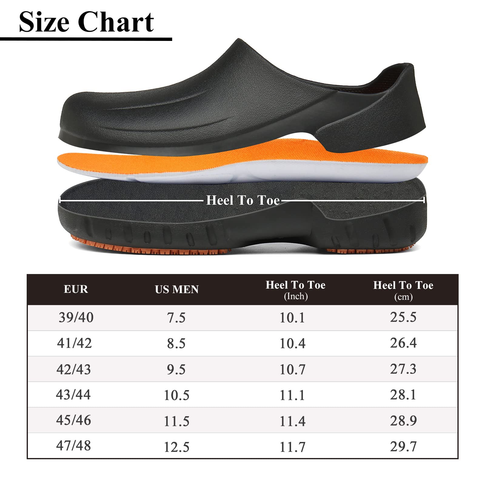Men's Non Slip Work Shoes for Chef, Oil Resistant Chef Shoes for Men, Food Service Shoes for Restaurant, Zapatos de Cocina para Hombres Black