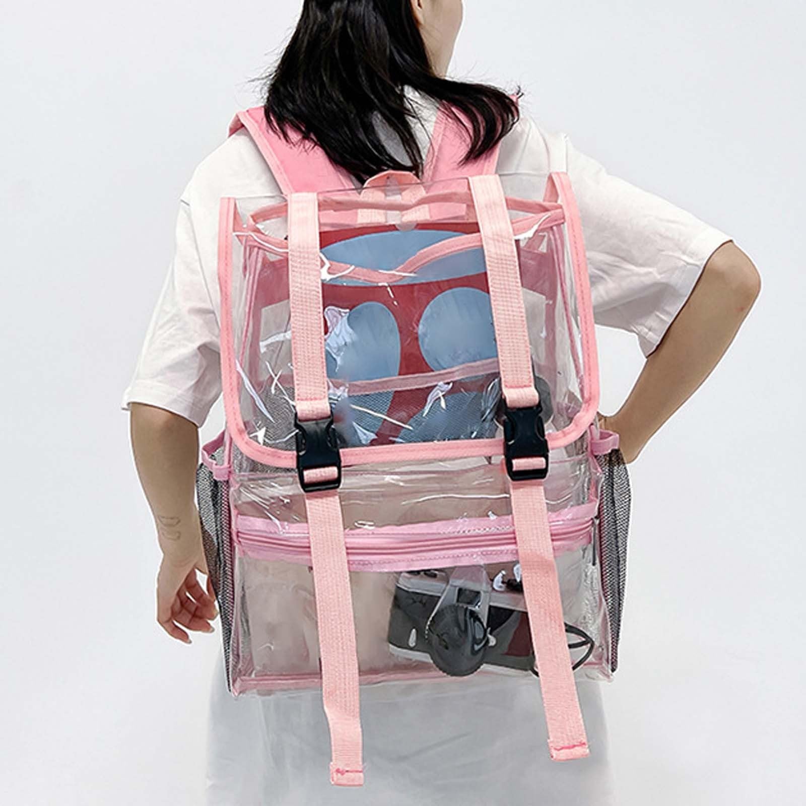 Zaino Scuola Elementare Bambina, Zaino Scuola Resistente, Zaino in PVC Trasparente per Studenti delle scuole Medie e Superiori, Grande capacità, Adatto per Nuoto e Fitness