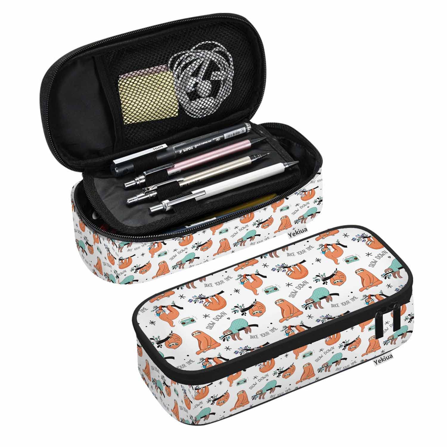 Yekiua Sloth Pen Bag Cute Funny Cartoon Sloth Large Pencil Case Big Capacity Pencil Pouch Pencil Holder