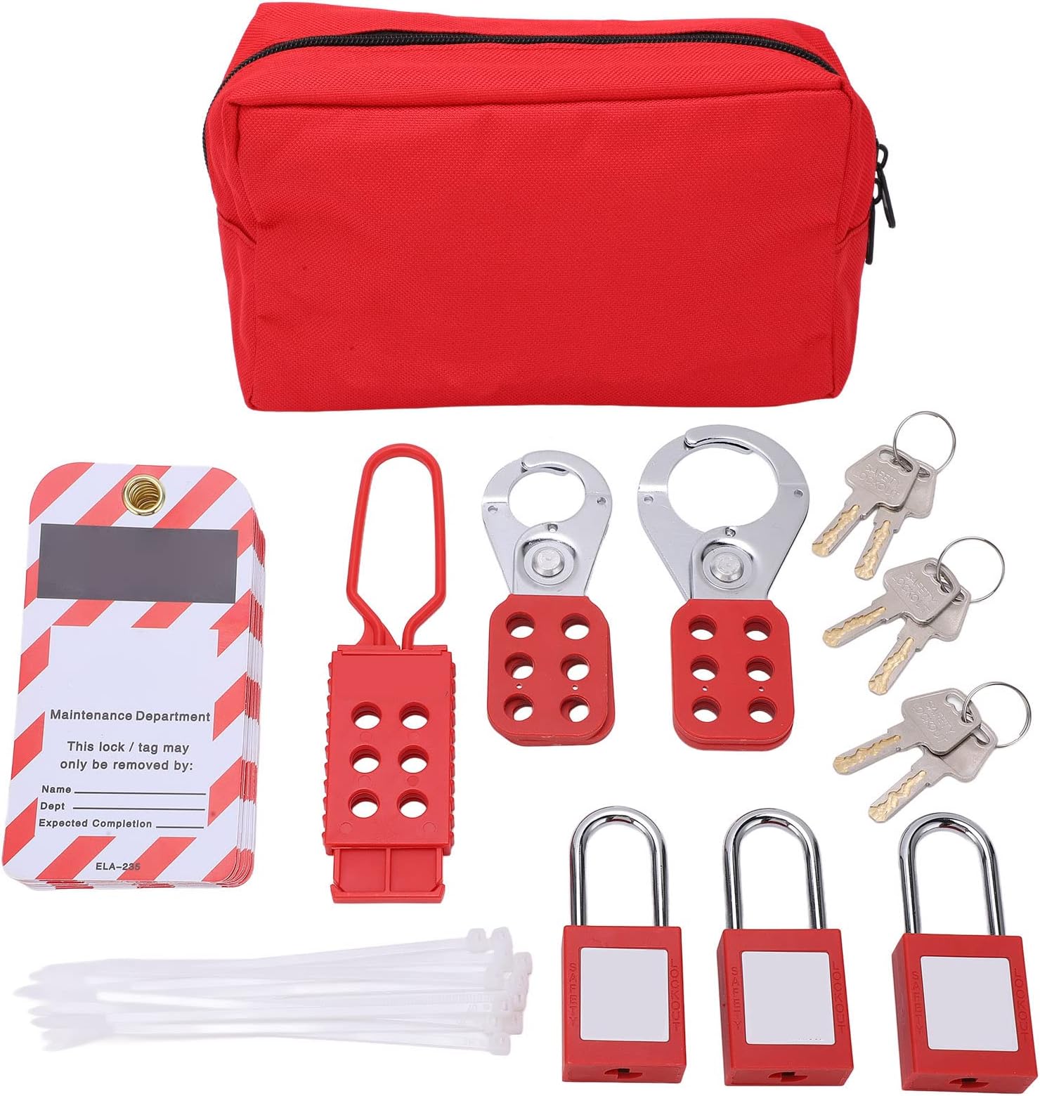 Lockout Tagout Kit Tag Hasp Pocket Bag Safe Padlock Set Factory Lock Lightweight Robustness Durable Electrical Safety Loto Kit for Electric Industrial Use