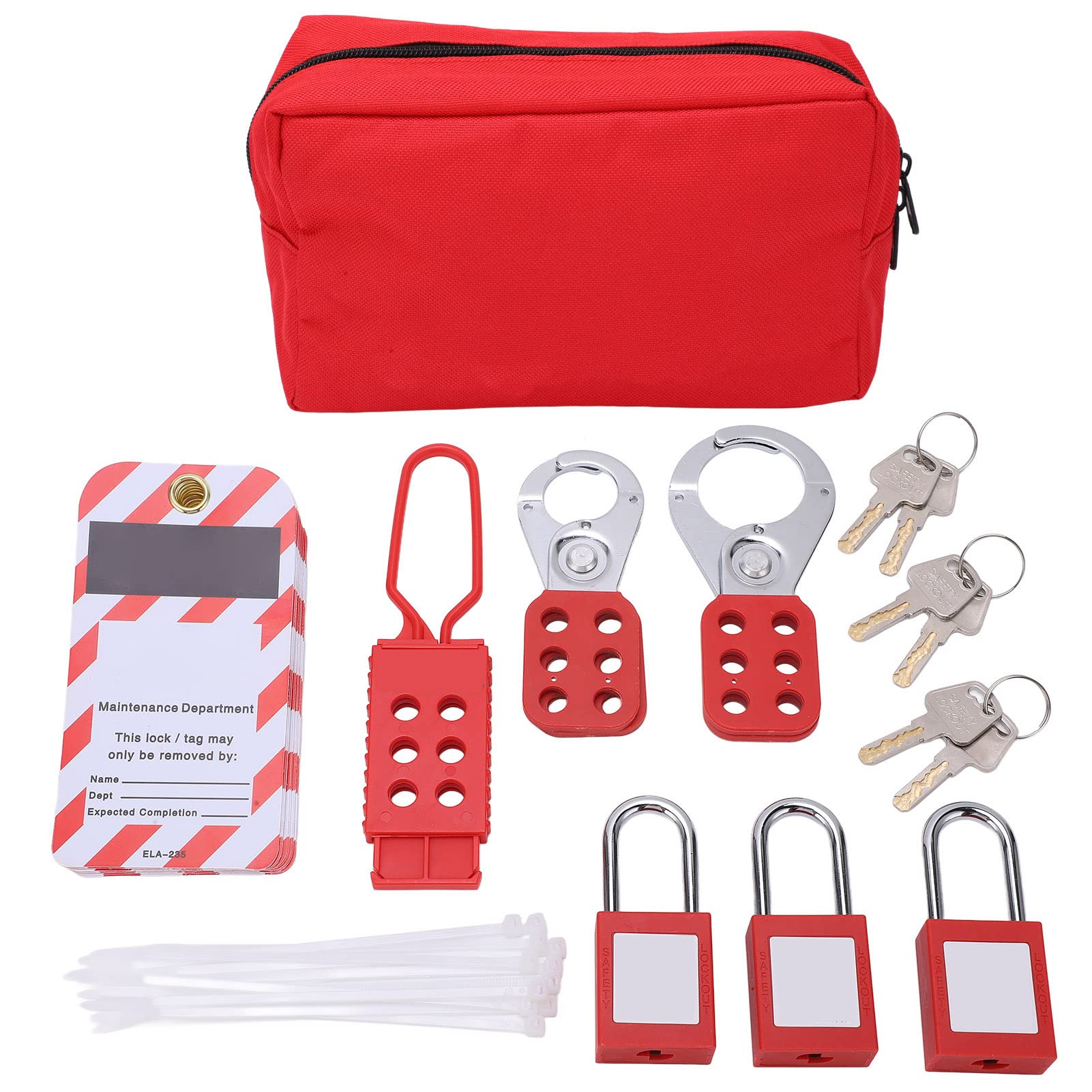 Lockout Tagout Kit Tag Hasp Pocket Bag Safe Padlock Set Factory Lock Lightweight Robustness Durable Electrical Safety Loto Kit for Electric Industrial Use