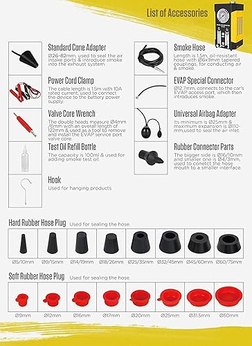Miniatura 3 de AUTOOL SDT206 Probador de diagnóstico de fugas de combustible automotriz 2 modos Sistema de tubería de conducto de coche Probador de fugas de