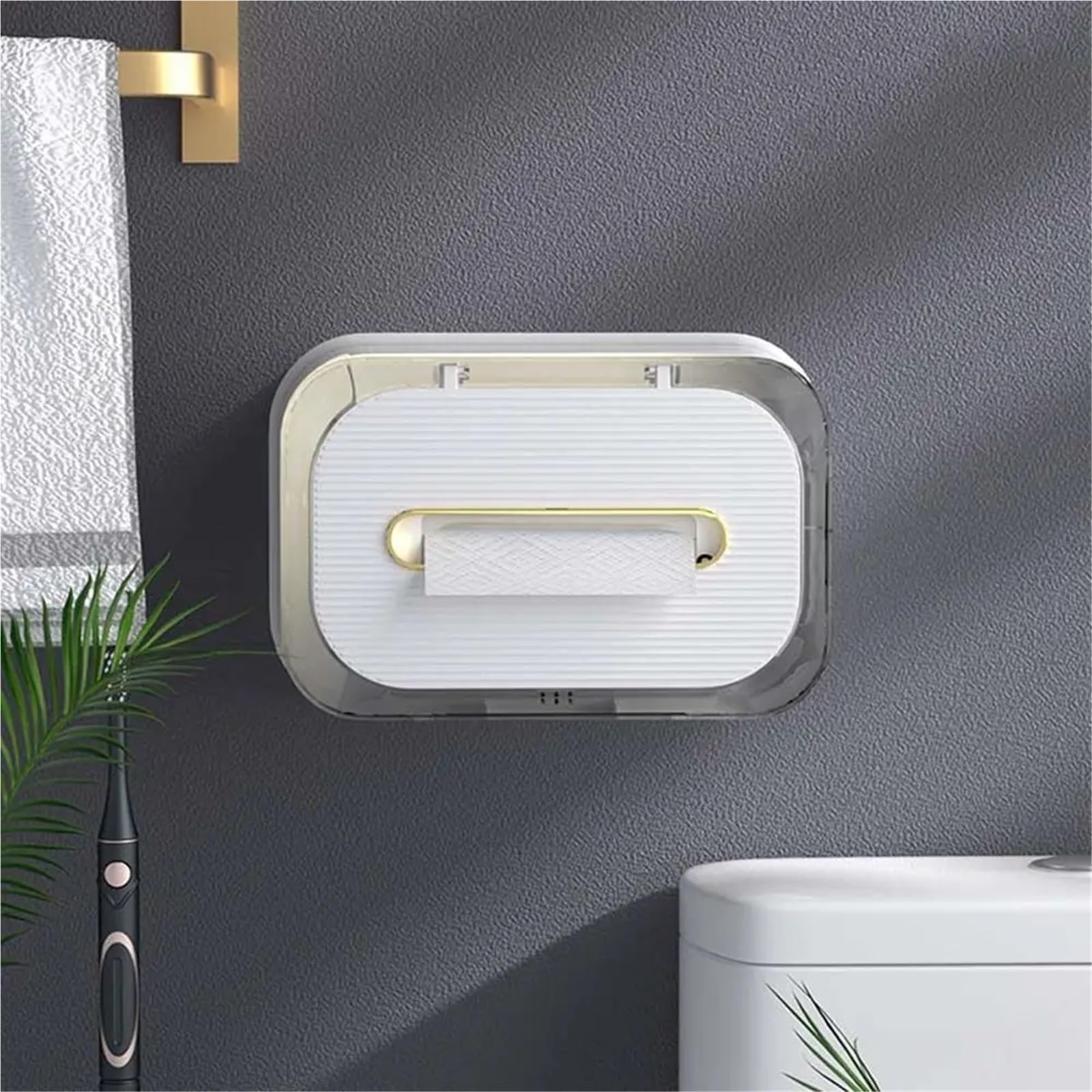 Porta carta igienica impermeabile a parete con scatola for fazzoletti a molla in plastica, organizer for tovaglioli di grande capacità for la casa Per Cucine(White)