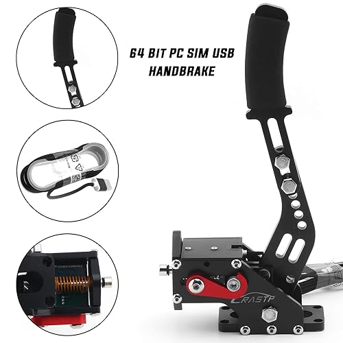 RASTP 64Bit PC USB Handbrake for SIM Racing Games Logitech G27 G25 G29 T500 T300 FANATECOSW LFS DIRT RALLY.2,Black,Without Clamp