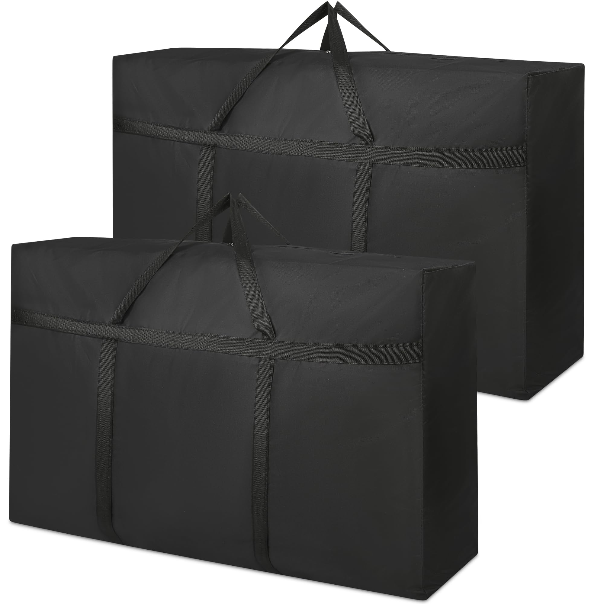 2 Pcs 180L Large Storage Bag, 600D Extra Large Moving Bags with Zips, Waterproof Jumbo Storage Bags,Oxford Moving Bags for Moving Storage Clothes Bedding Duvet Quilt Blankets Pillow Bedding