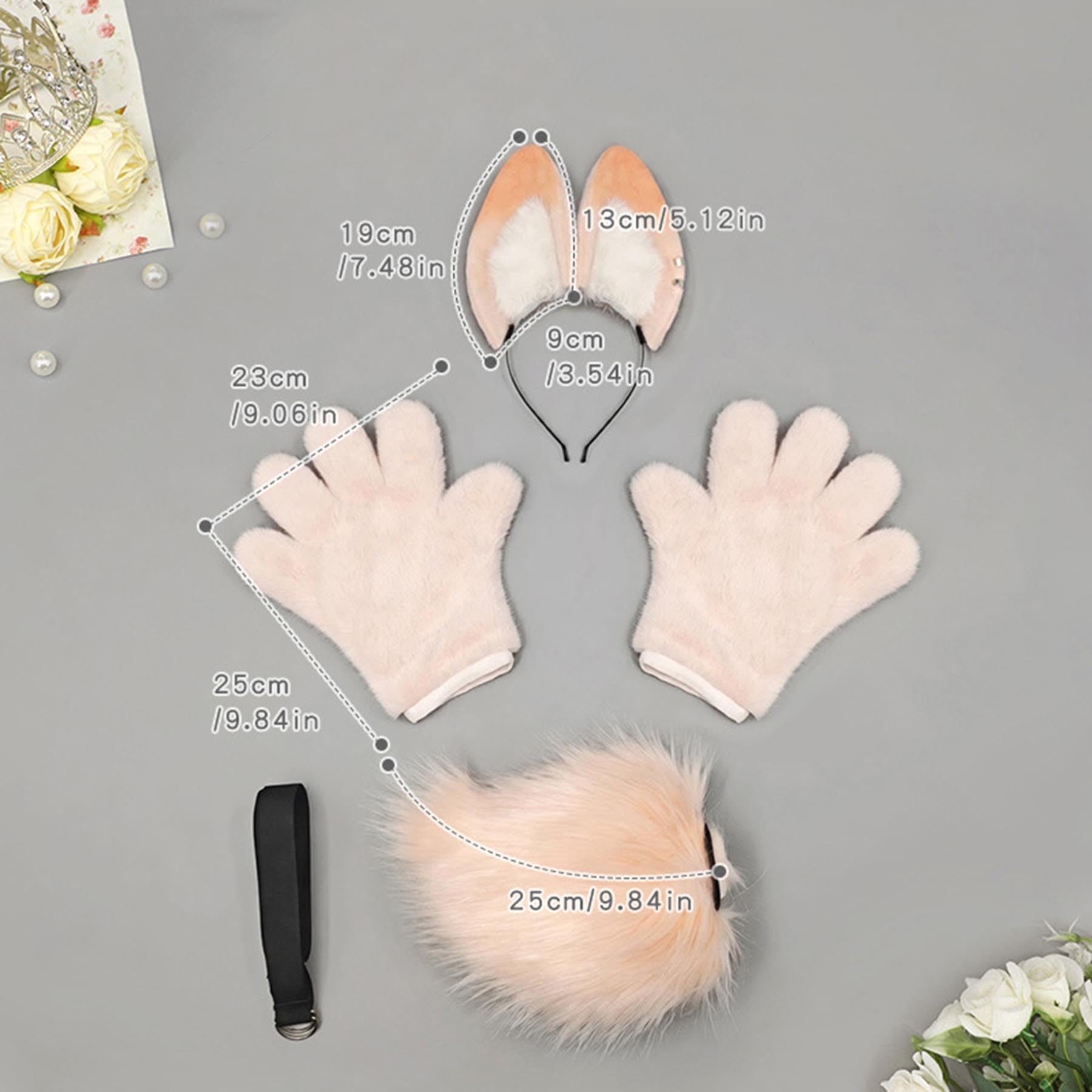 Conjunto de disfraz de conejo, diadema con orejas de animal, cola y patas, accesorio para disfraz de conejo para cosplay fiestas disfraces animales, Halloween, Navidad, Pascua