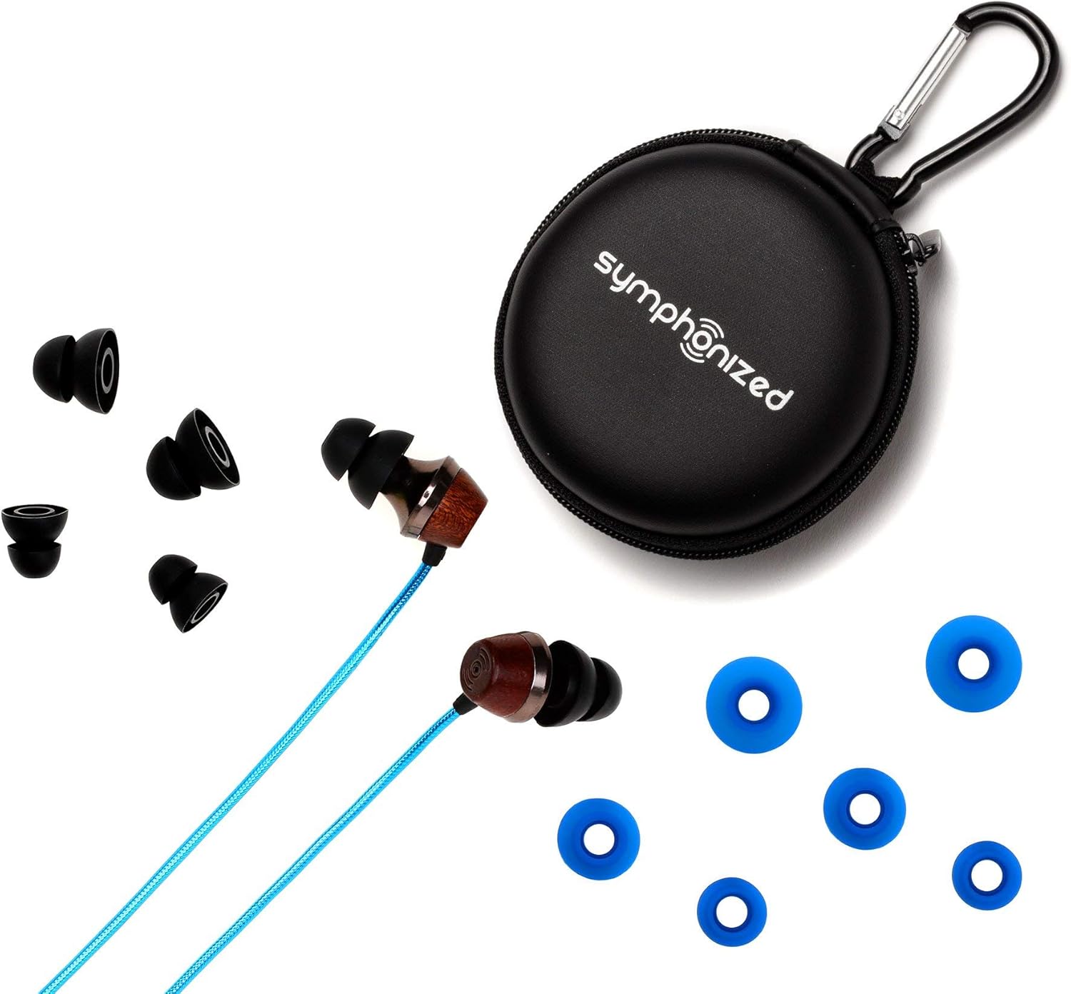 Symphonized ALN 2.0 Premium Genuine Wood In-ear Noise-isolating Headphones|Earbuds|Earphones with Innovative Shield Technology Cable and Mic (Metallic Blue)