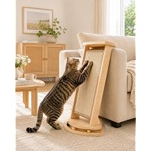 Corner Cat Scratcher with Track Balls, 23.2'' Vertical Sisal Scratcher for Furniture Sofa, Replaceable Sisal Scratch Pad for Wall Furniture Protector