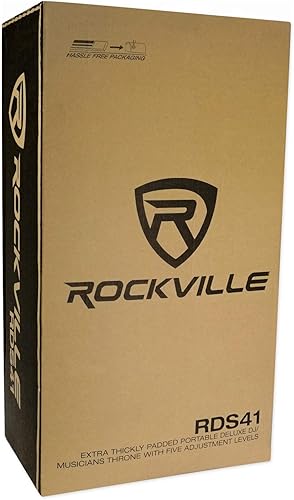 Miniatura 10 de Rockville RDS42 Silla ajustable para DJguitarratamborteclado, 5 alturas (22-31 pulgadas), plegable, asiento y respaldo acolchados, reposapiés