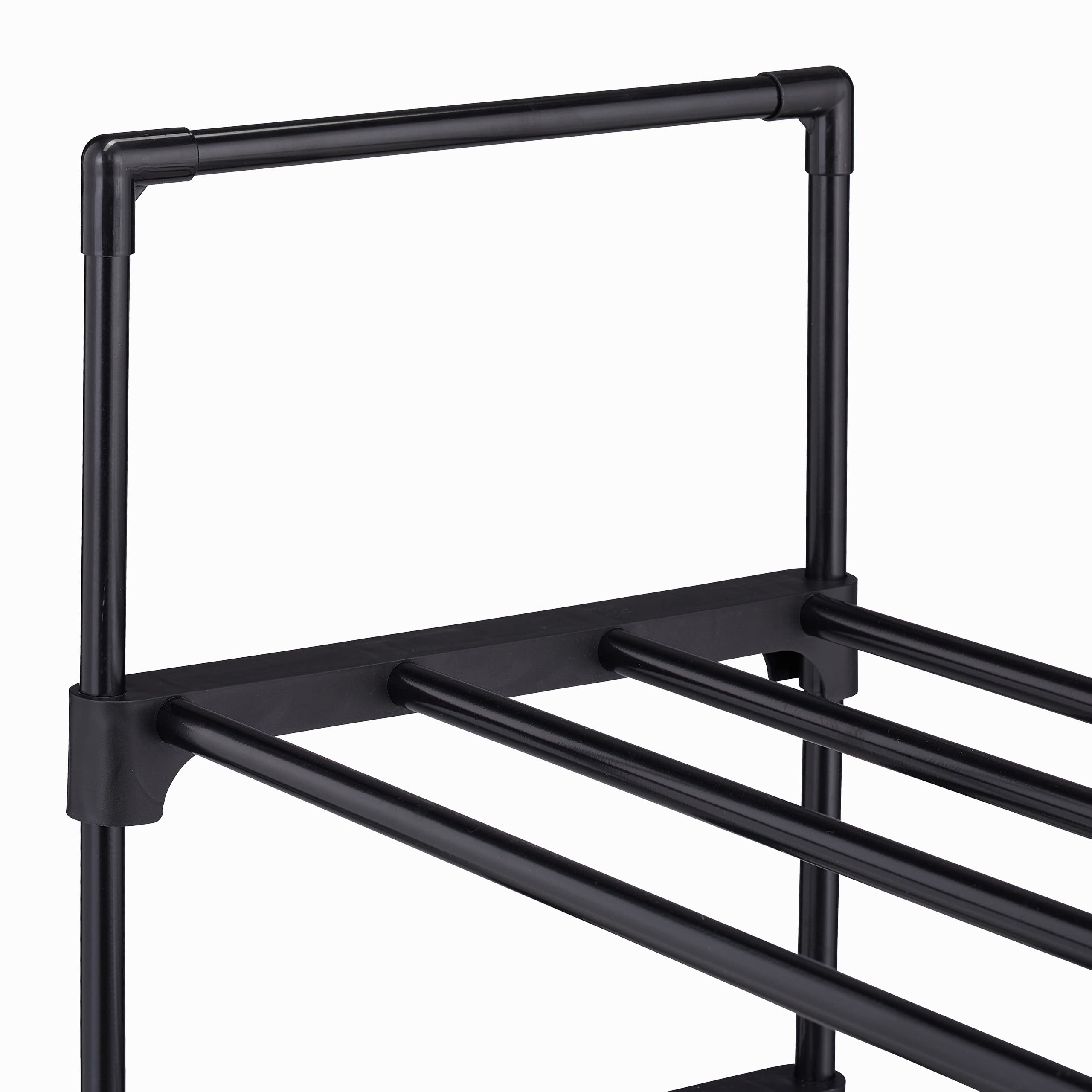Relaxdays Zapatero Grande Sistema Encaje, 10 Niveles, Modular, 175,5 x 93 x 30,5 cm, Estantería Zapatos Metal, Negro