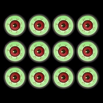 12 Pack Glow in The Dark Halloween Eyeballs Party Supplies for Kids - Glow in The Dark Plastic Fake Eye Ball Toy