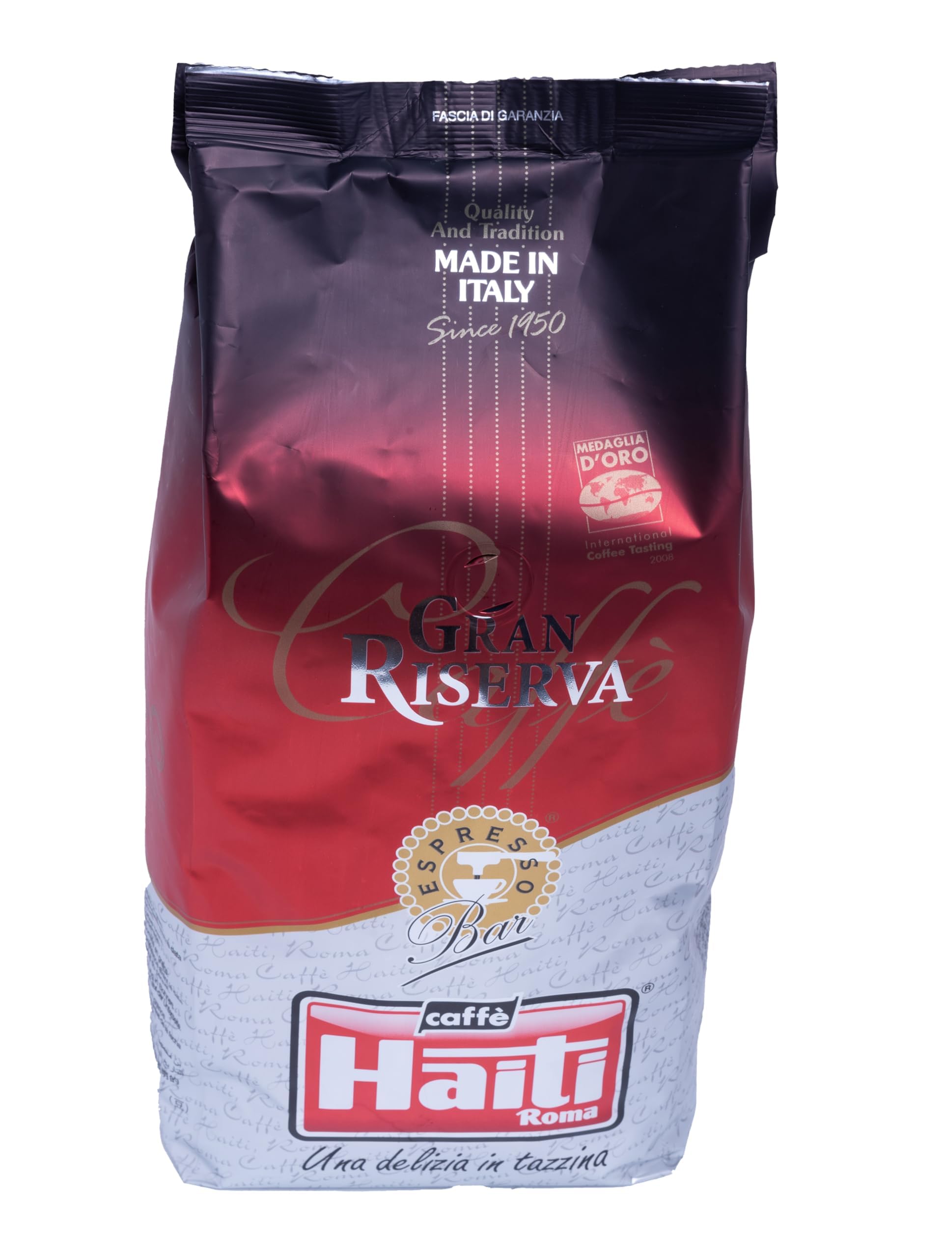 Caffè Haiti Roma kawa ziarnista Gran Riserva Espresso Made in Italy, rzemieślniczo palona, w opakowaniu 1 kg