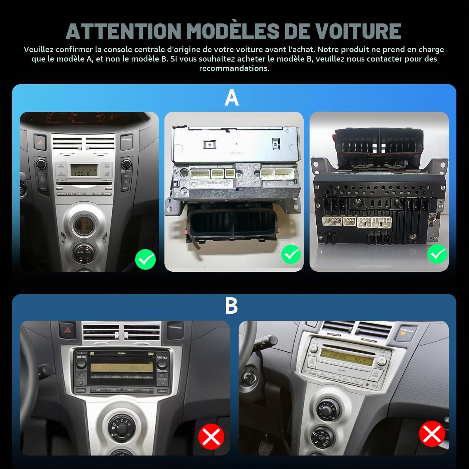 Hodozzy 2G+64GB Autoradio pour Toyota Yaris/Vitz/Platz 2005-2011 Carplay Android Auto sans Fil, Écran Tactile 7 Pouces avec GPS WiFi Bluetooth FM/RDS Android Radio 2 Din pour Toyota Yaris + Caméra