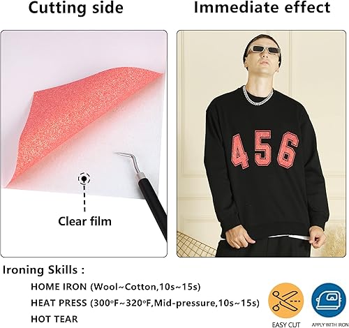 Vista 17 de HTV - Rollos de vinilo de transferencia de calor negro de 12 pulgadas por 8 pies, rollo en rollo para planchar en camisetas, fácil de cortar