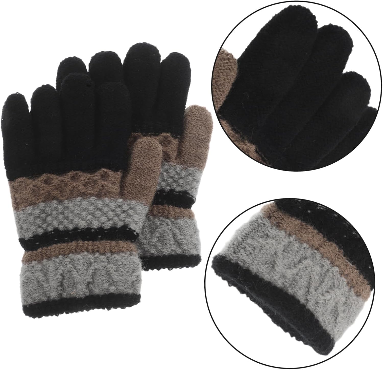 VALICLUD 1pair Stylish Striped Boy Girl Knitted Gloves for Cold Weather Warm Mitts for Boys and Girls for Outdoor Activities Autumn and