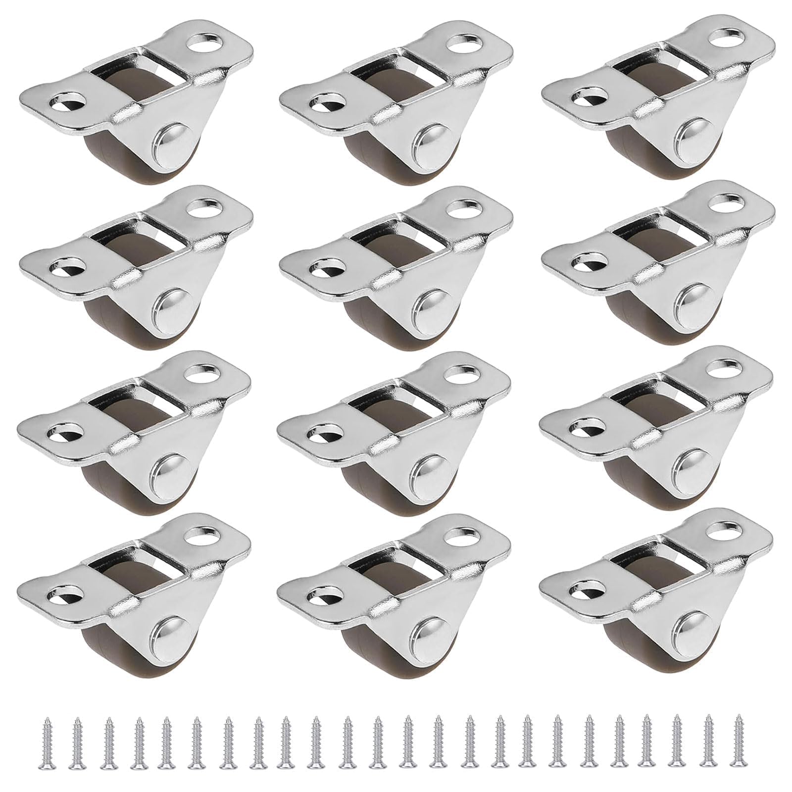 GVSS 12 Pieces Mini Furniture Casters Rubber Casters Diameter 1.2cm with Solid Steel Plate Quiet and Streak Free Ideal for Drawers, Tables, Small Appliances and DIY Projects