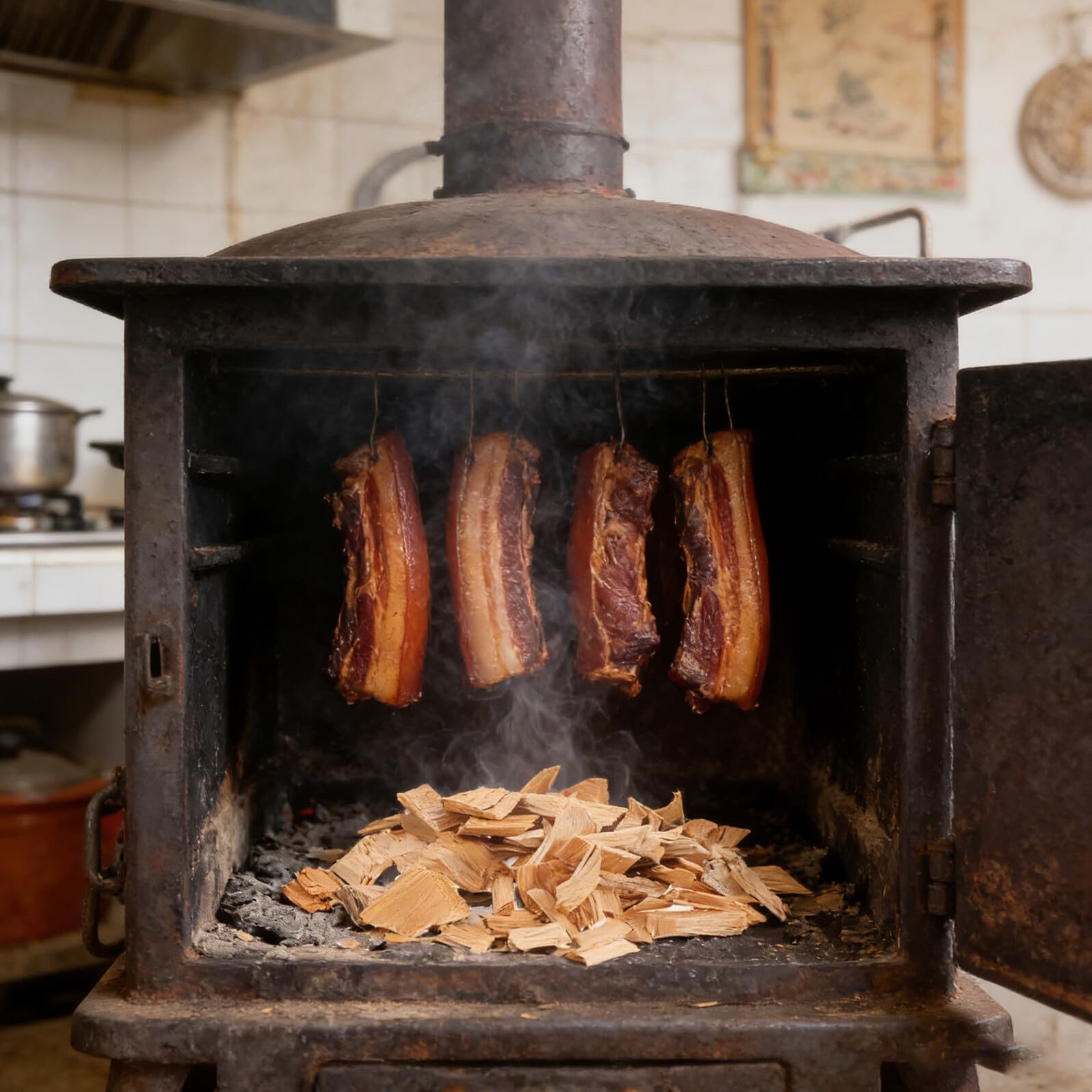Trucioli di Legno per Affumicare Cipresso 2 Borse per Carne | 1, 2-2, 0 Pollici, per Anatra Arrosto e Bacon, Barbecue Picnic e Carbone, Uso Semplice in Confezione Doppia