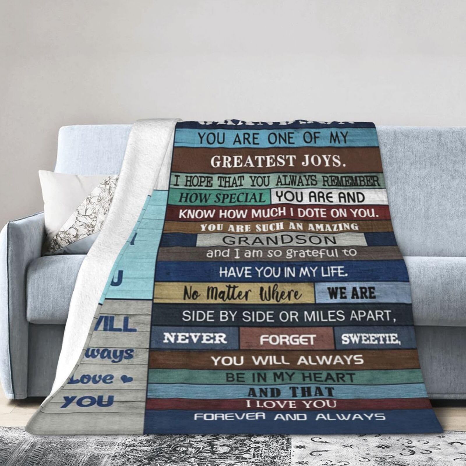 Trumiyo To My Grandson Blanket Gifts For Kids Adults - Lightweight Throw Blanket For Bedroom Living Room Decor Soft Fuzzy Fleece Cozy Plush Bed Couch 80"X60"