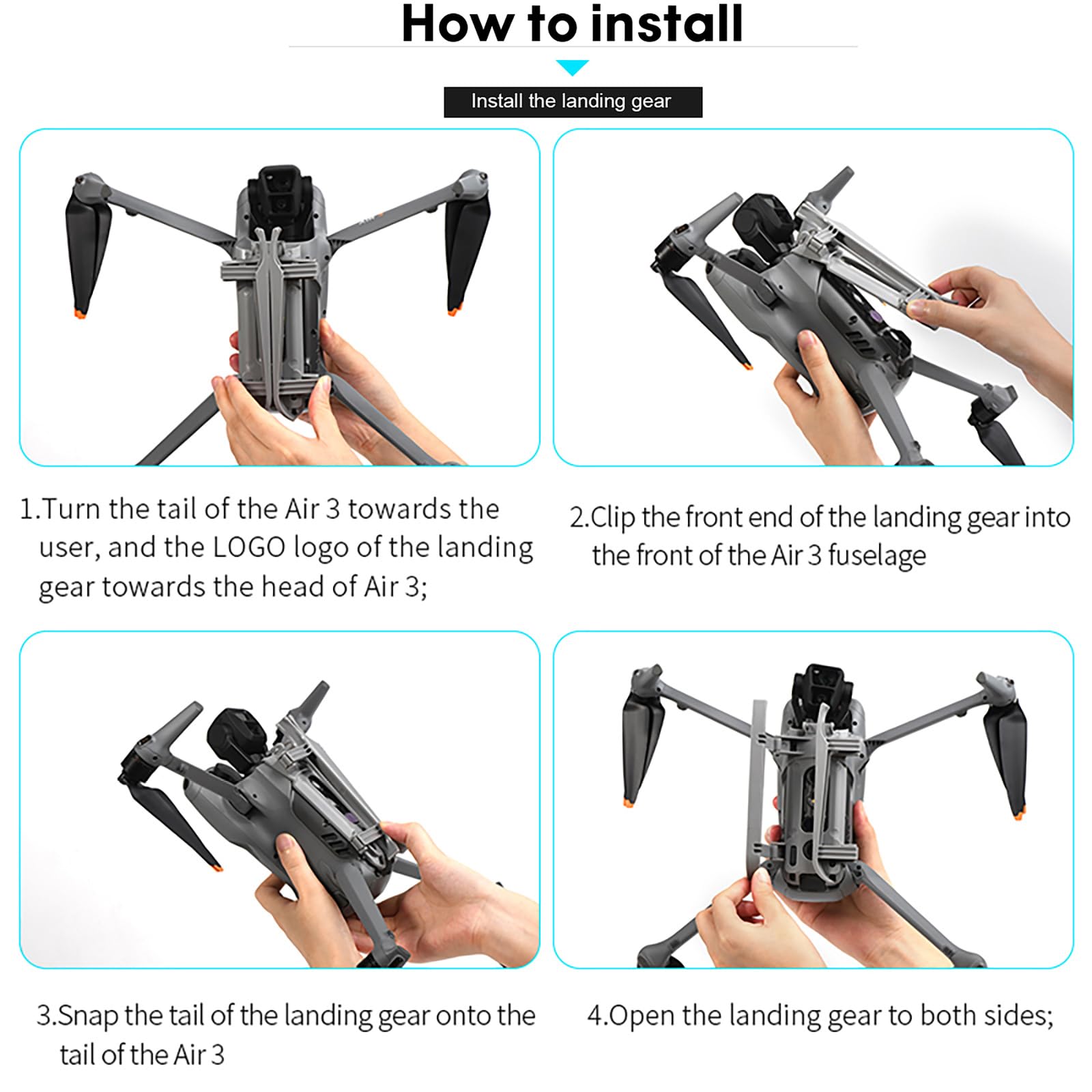 Tren de aterrizaje plegable para DJI Air 3S/Air 3 Drone con patas extendidas, soporte de mejora de altura, soporte de elevación para DJI Air 3 / Air 3S