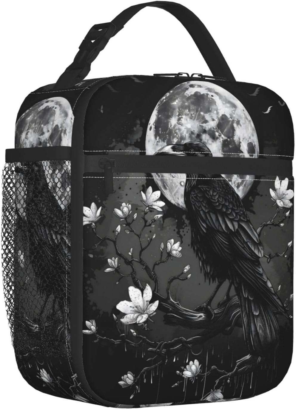 Gothic Raven and Moon Lunch Box for Women Men, Insulated Lunch Box, Reusable Lunch Bag for Office, Work, Picnic, Travel