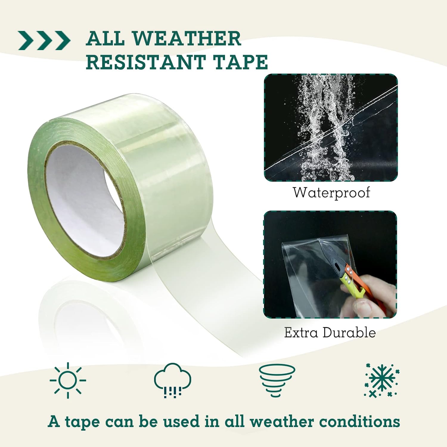 EAGLE PEAK Greenhouse Cover Repair Tape 2''x30' Heavy Duty 18.9 mil Reinforced Ultra High Performance Acrylic Adhesive Weather Resistant Tape for PE Polyethylene Greenhouse Covers and Film, Clear