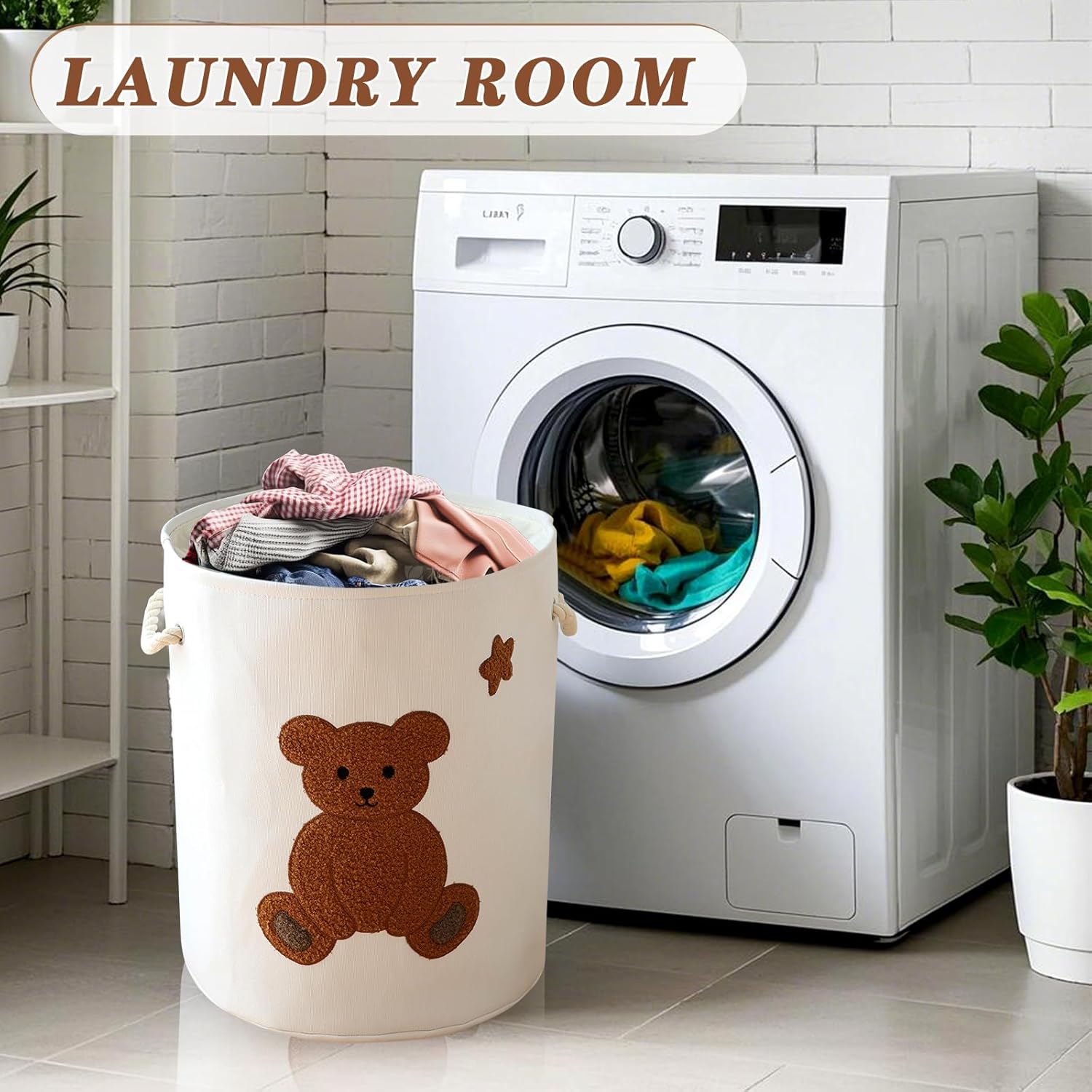 INough Large Laundry Basket Tall Baskets Storage for Dirty Clothes, Toys Storage Bin Baby Hamper 58L Clothes Hamper Blanket Basket Baby Toys Organizer for Nursery Bedroom Living... - Image 6