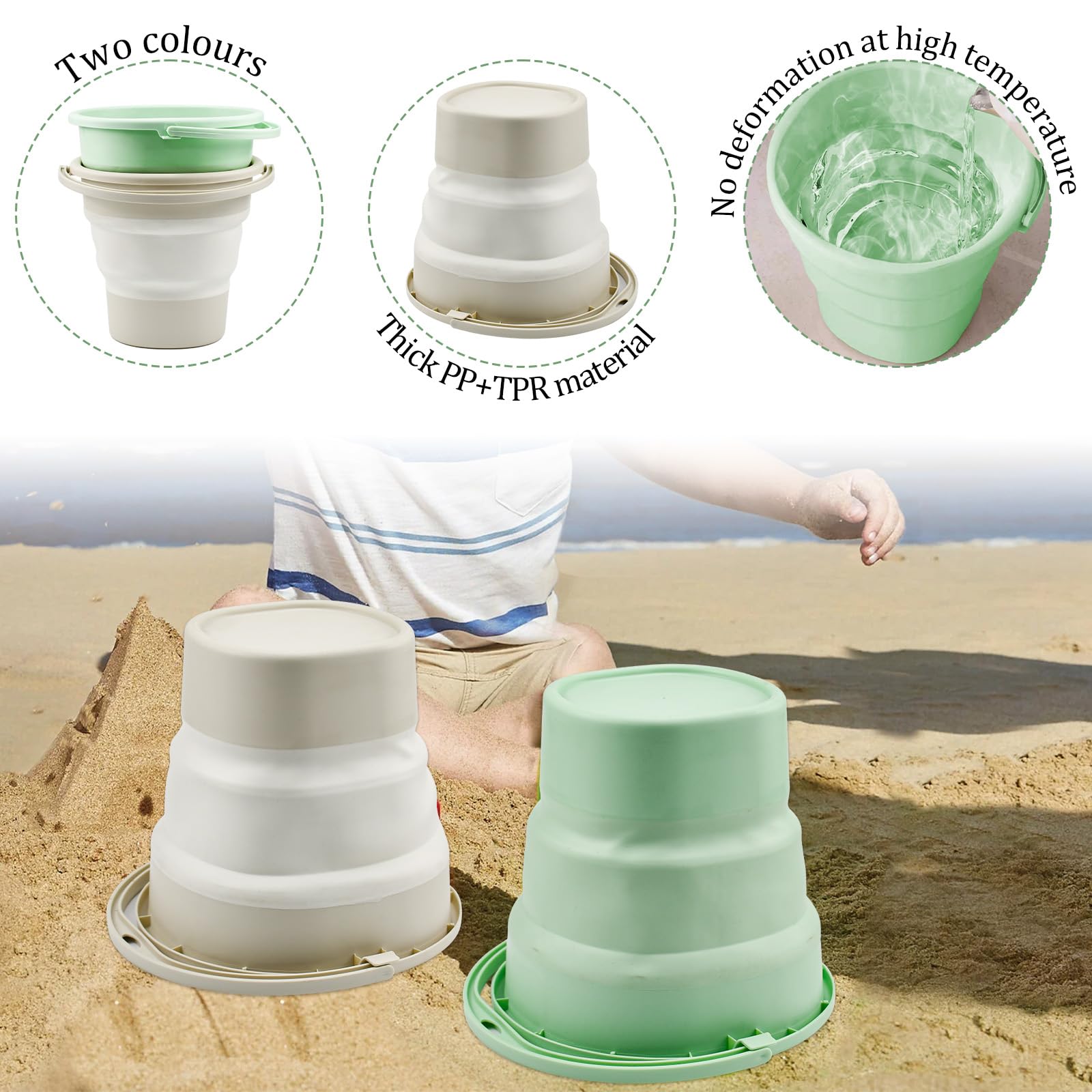 Secchio Pieghevole 5L Impermeabile Con Corda 5m - Verde - Pratico Per Campeggio