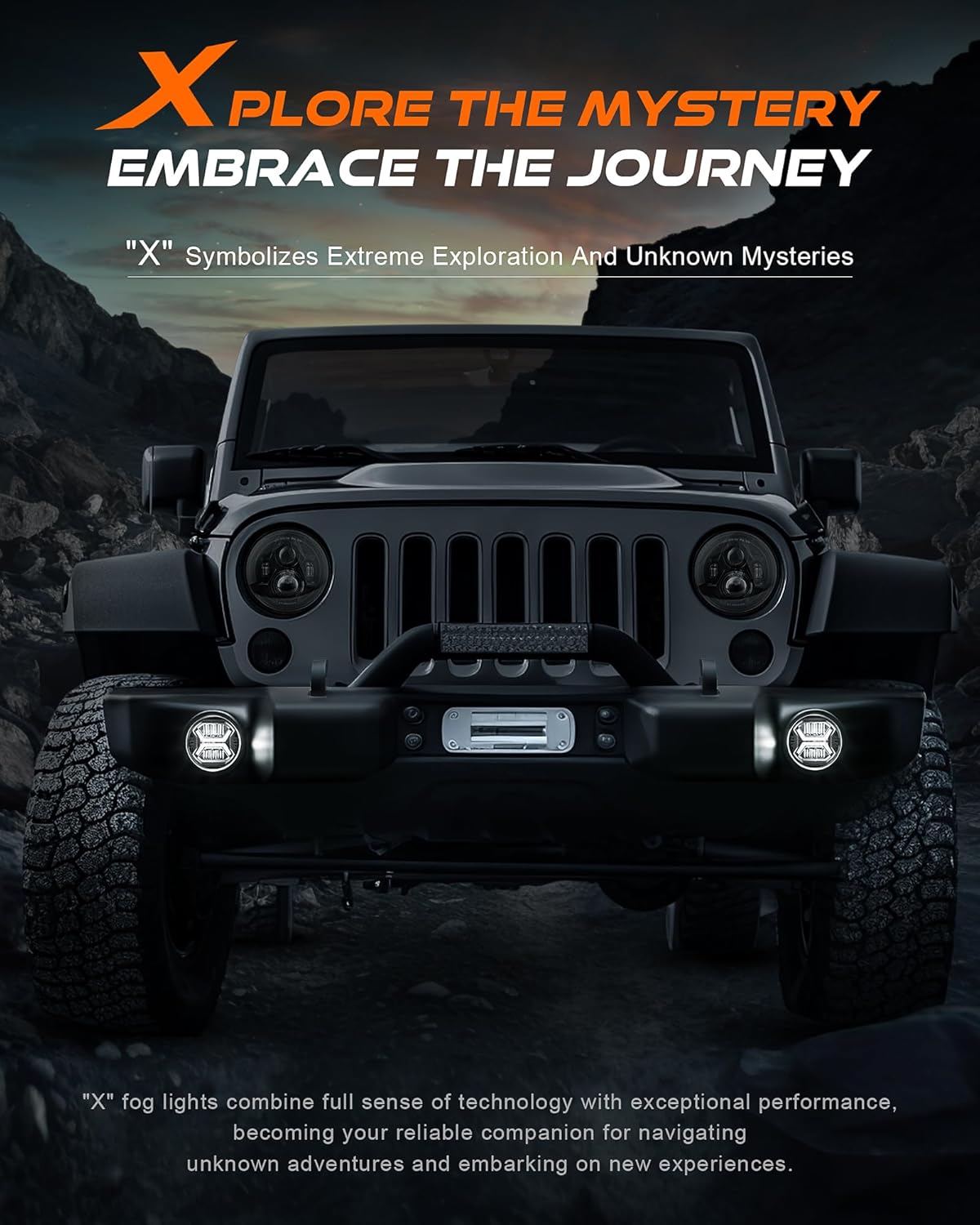 SPL Upgraded 4 Inch LED Fog Lights Jeep JK Wrangler Fog Lights Compatible with 2007-2018 Jeep Wrangler JK JKU TJ, 60W Front Bumper Fog Lights with X-Shaped DRL, Built-In EMC, Plug And Play (Pair)