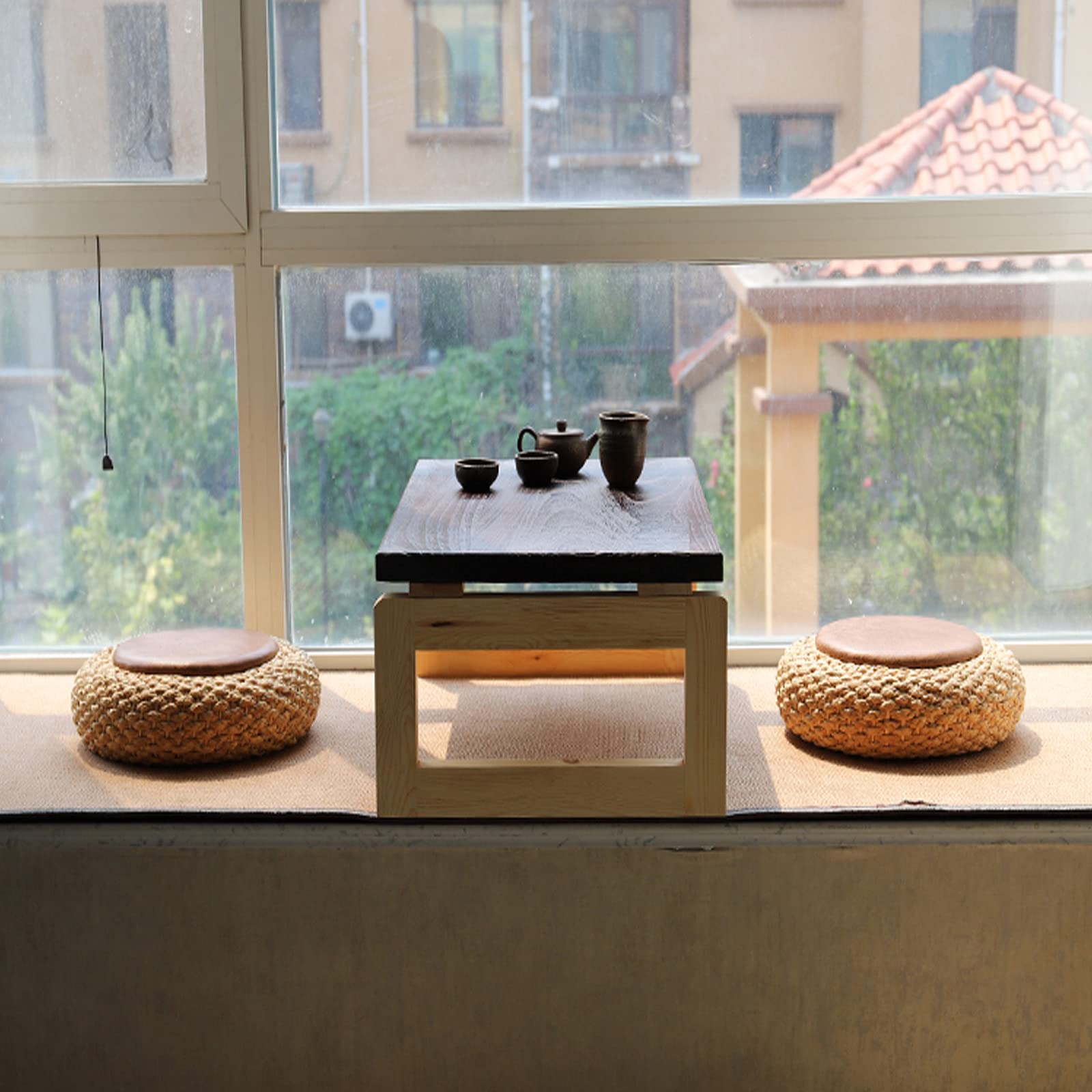 Tappeto Bamboo Intrecciato,Pavimento Stuoia,bay Window Pad da 2,5cm di Spessore,Stuoia Estate,per Spazio di Meditazione/Yoga/Sala Zen,con Imbottitura in Morbida Spugna (W140xH280cm/55 x110)