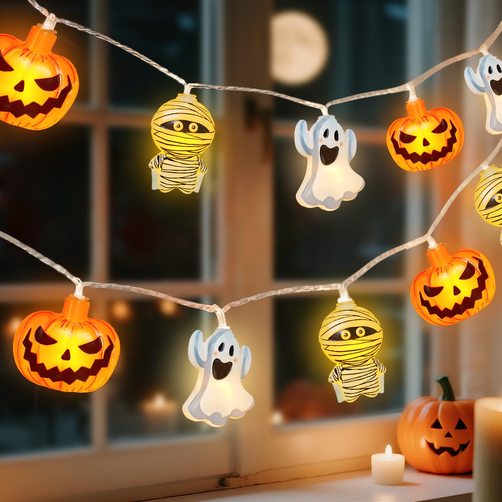 Konralasen Halloween Decorations, Pumpkin & Ghost Halloween String Lights โ image 1