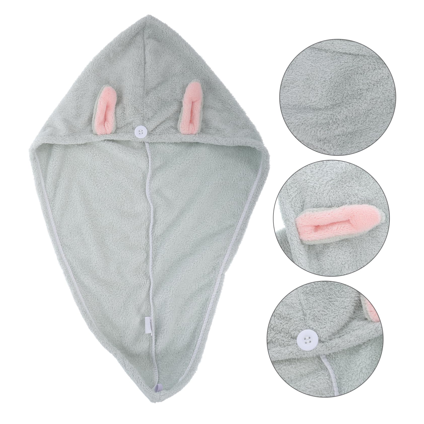 Housoutil 3pezzi Cappello Asciugacapelli Super Assorbente Forma Di Orecchie Di Coniglio Asciugamano Morbido e Leggero Per Asciugare Per Uso Domestico e Viaggi