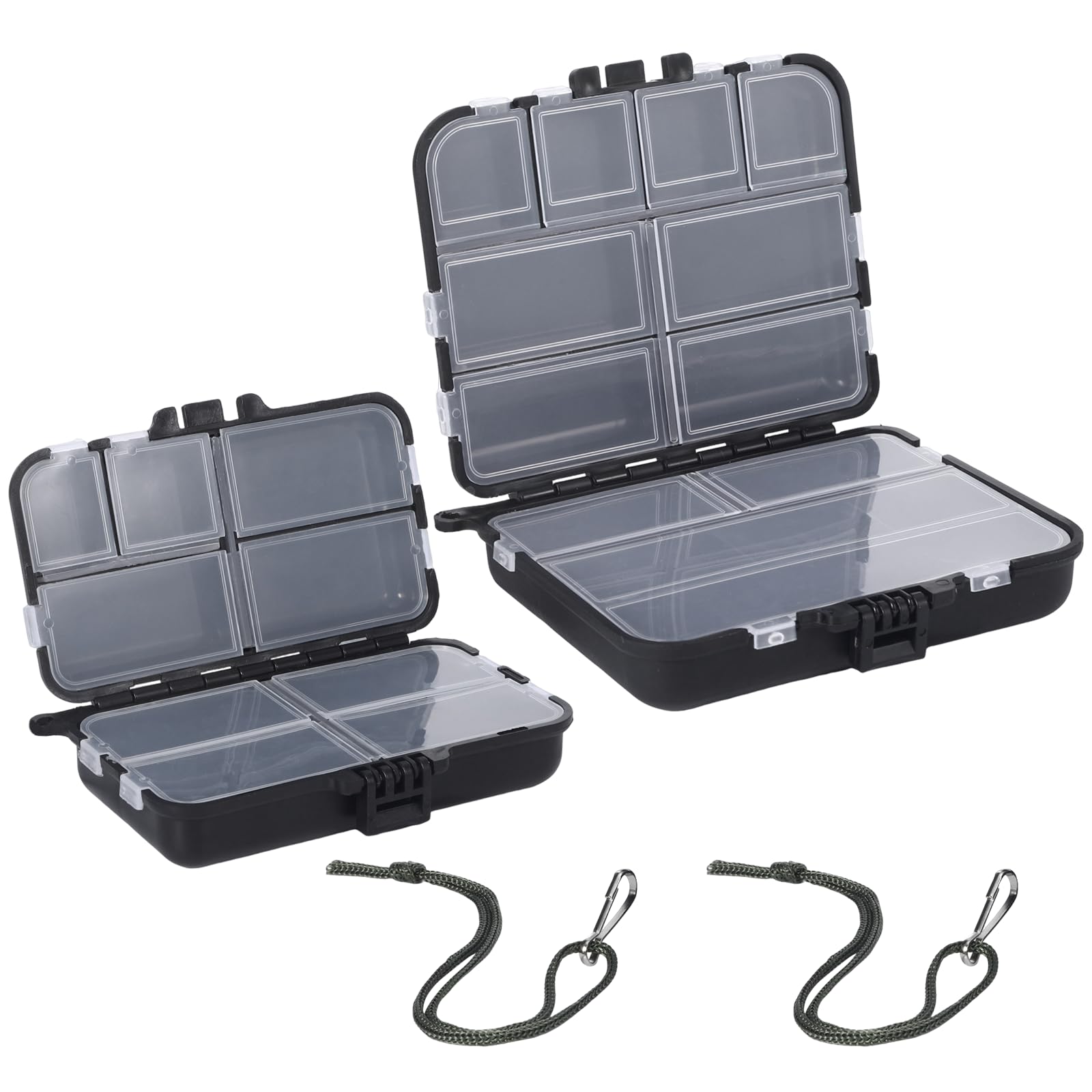 2 cajas de cebo para pesca, mini accesorios de pesca, 7 compartimentos y 9 compartimentos, maletín de pesca, accesorios de pesca para guardar cebos