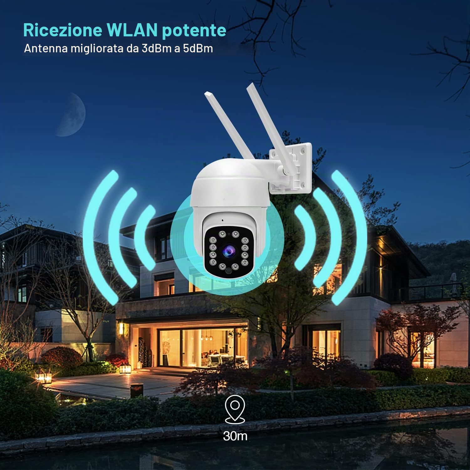 HiKam Telecamera di sorveglianza A9 2023 Gen, PT per esterni, con riconoscimento personale, risoluzione Ultra HD 2K, senza fili, IP WLAN, orientabile, con sirena, visione notturna, IP66, impermeabile