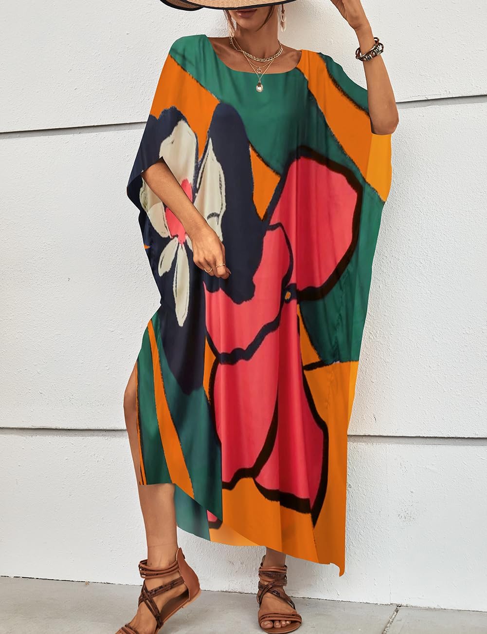 Bsubseach Long Swimsuit Coverup for Women Plus Size Kaftan Dress Summer Beach Cover Up Caftan - Image 3