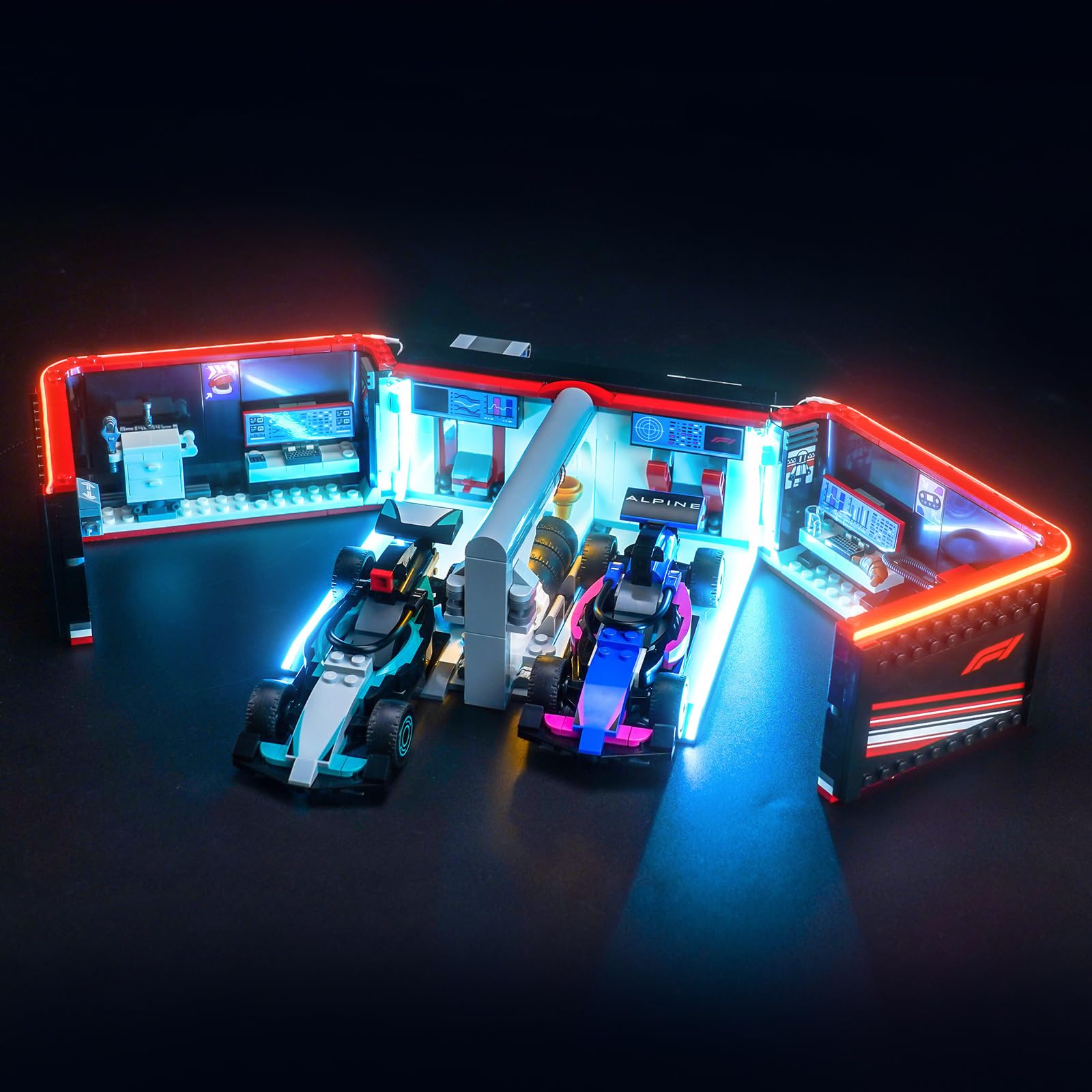 Light Kit Compatible with Lego 60444 F1 Garage & Mercedes-AMG & Alpine Cars (No Model)